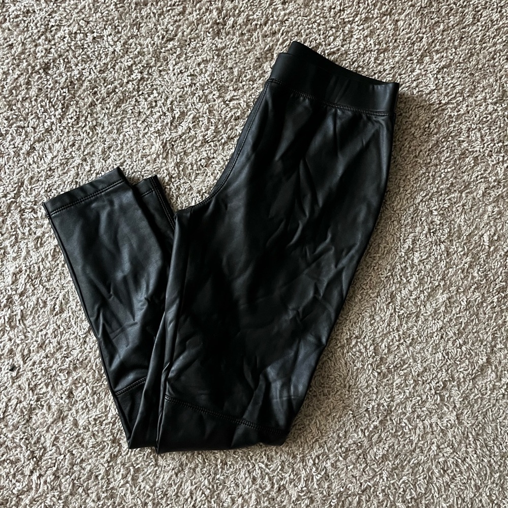 Lou & Grey Black Leather Fleece lined leggings